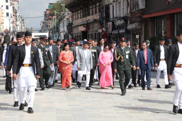 राष्ट्रपति पौडेलद्वारा इन्द्रजात्रा अवलोकन   
